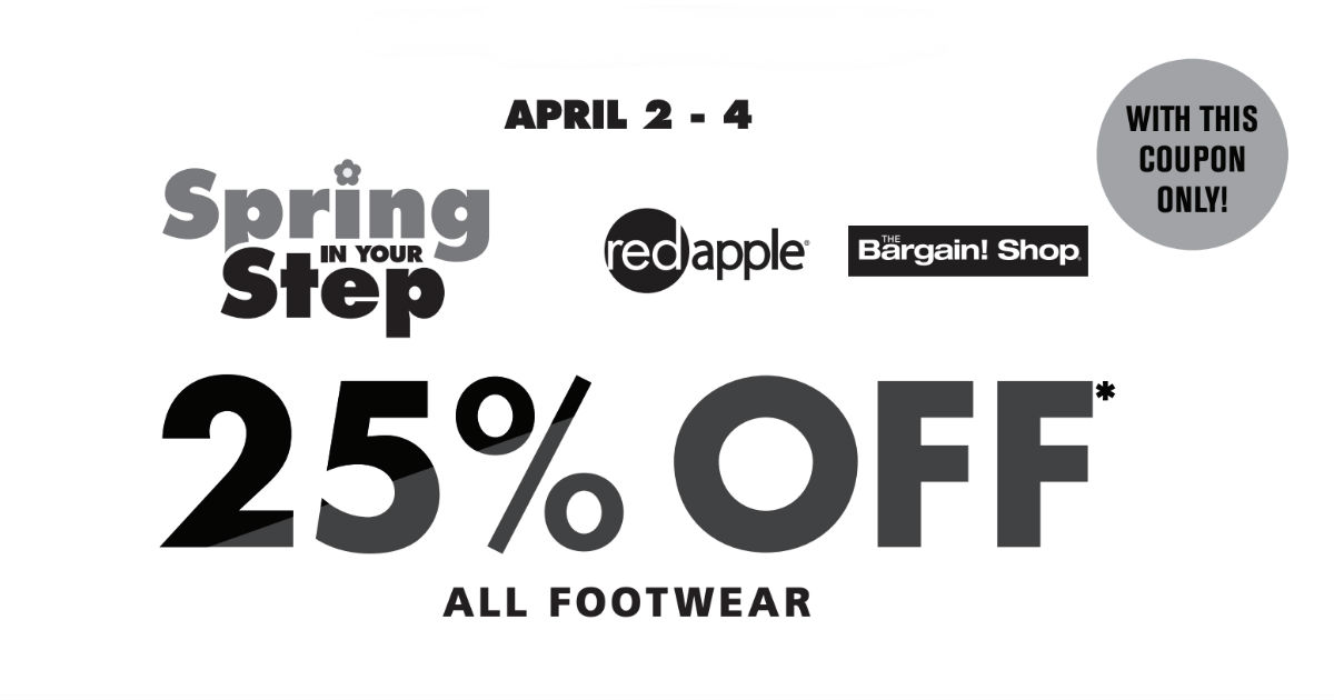 Red Apple Store Coupon Save 25 Off All Footwear Printable Coupons